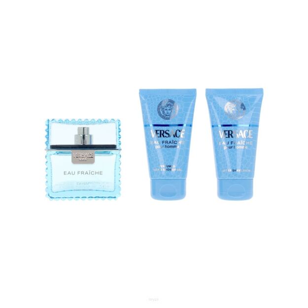 Versace Man Eau Fraiche Woda Toaletowa 50ml & After Shave Balm 50ml & Shower Gel 50ml ZESTAW